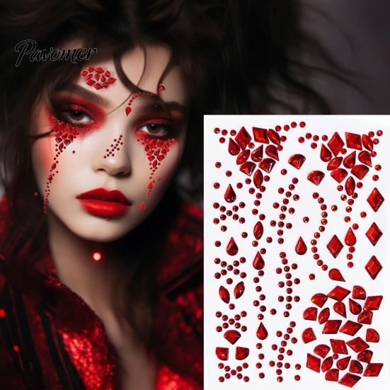 Halloween Face Rhinestone Stickers Scar Gem Stickers, Wound Body Art Cosplay Crystal Decals, Waterproof Self Adhesive Temporary Tattoo for Masquerade