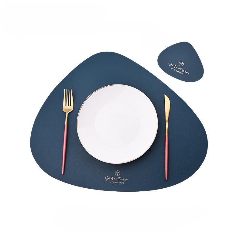 Inyahome dekkeunderlag i skinn med underlegg Tosidige unike ovale bordmatter Oppgraderte PU-kaffematter Kjøkkendekkeunderlag Nordic