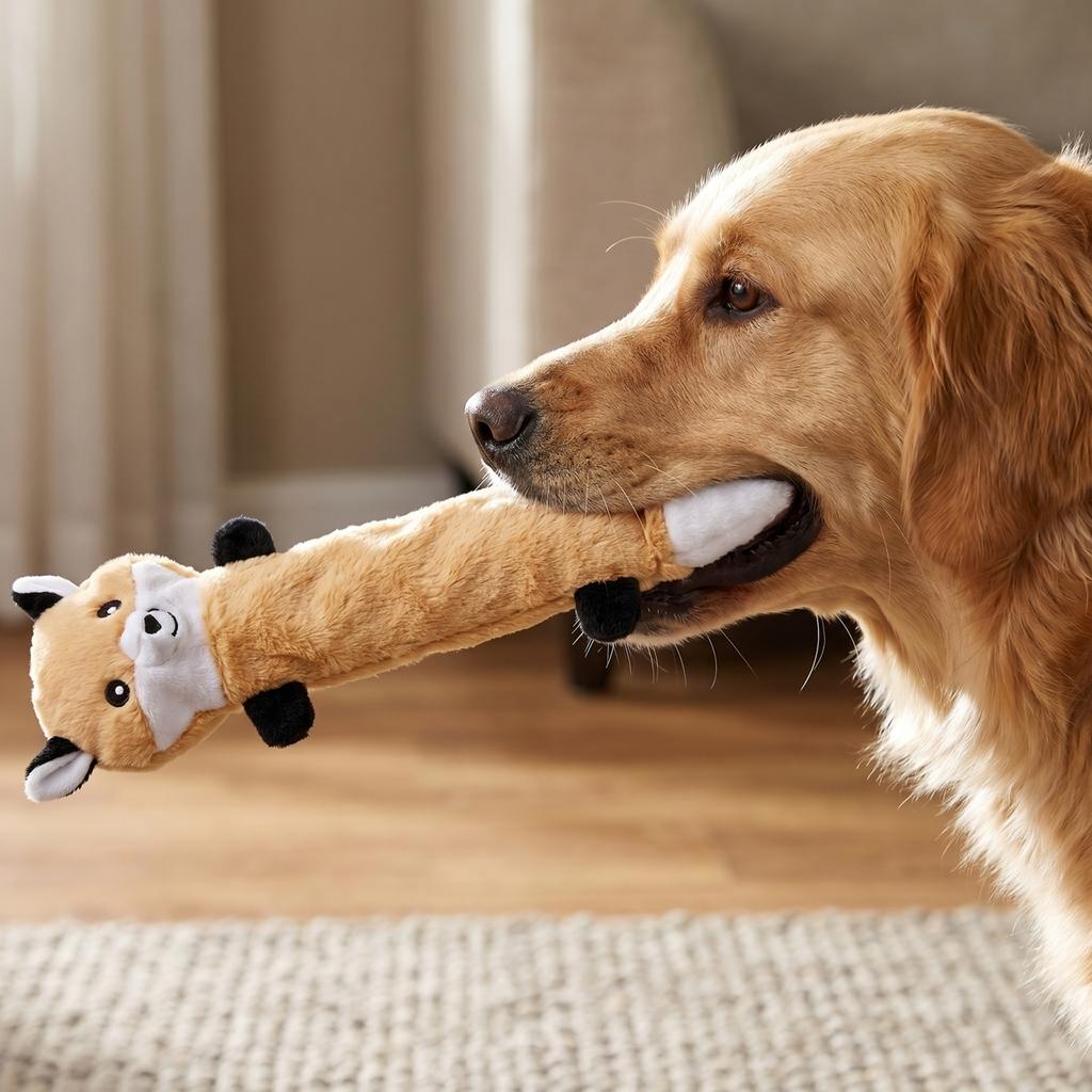 Jouet pour chien en peluche avec couineur et papier froissé Long Doux Durable Jouet à mâcher pour animaux de compagnie pour chiens de petite, moyenne et grande taille Jeu interactif