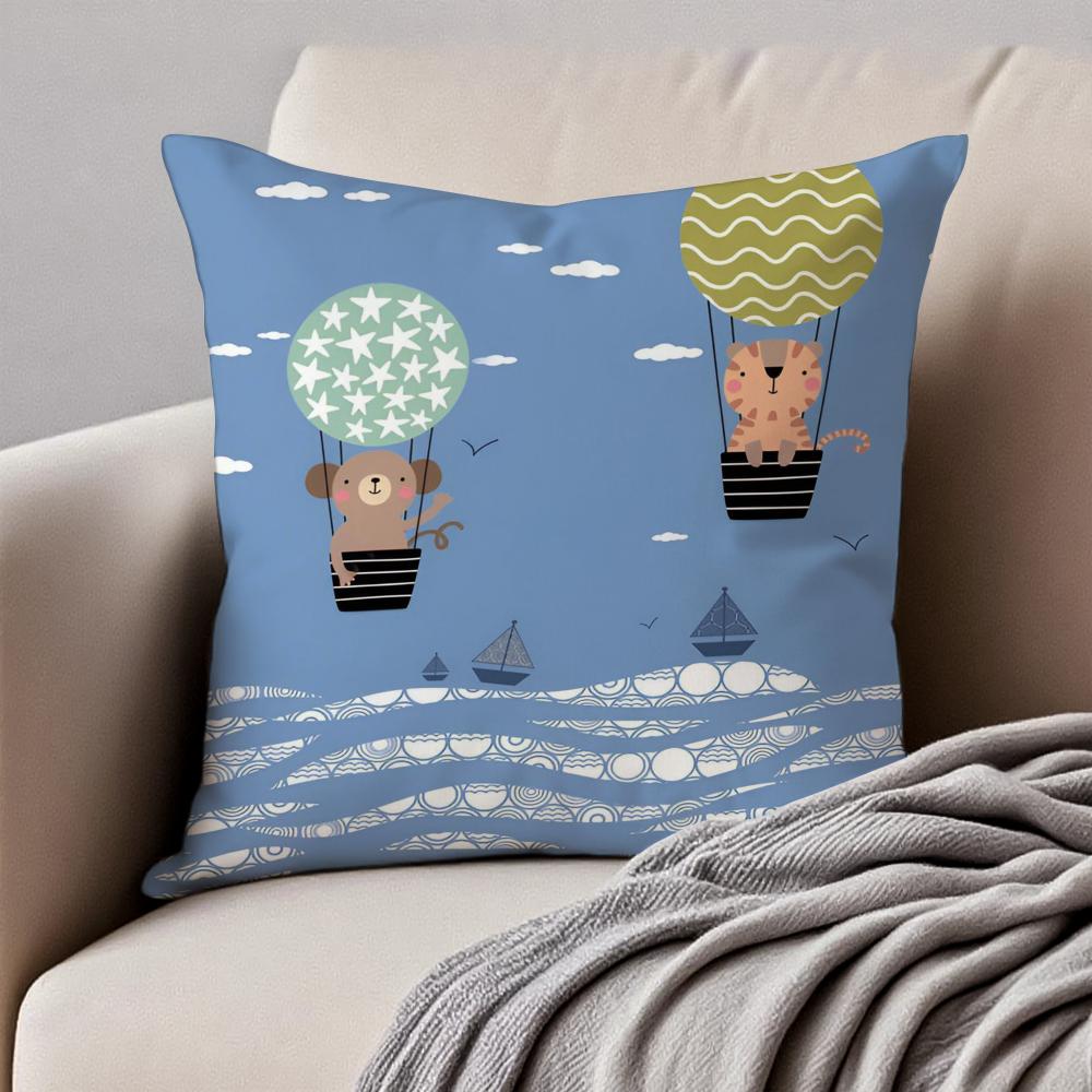 Simple Nordic Modern Anime Style Art Cushion Cover Pillowcase Antidustmite Invisible Zipper Short Plush Sofa Cushion