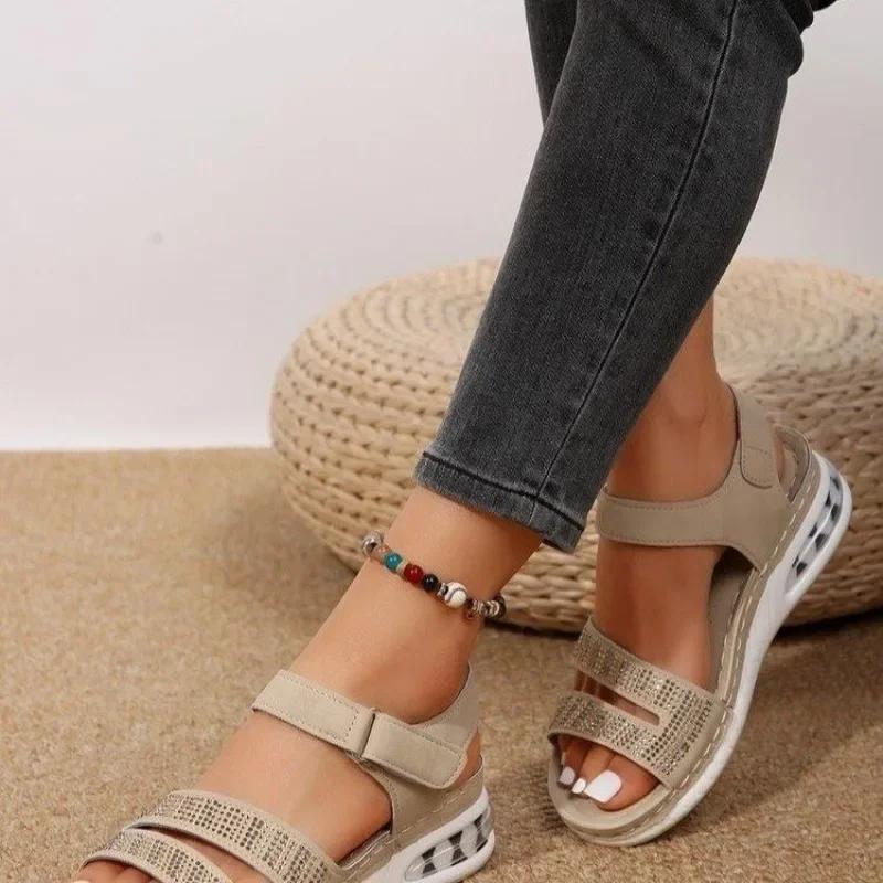 Fashion 2024 High Quality Ladies Shoes Buckle Strap Women's Sandals Fashion Daily Sandals Women Summer Crystal Peep Toe Wedge Sandals
