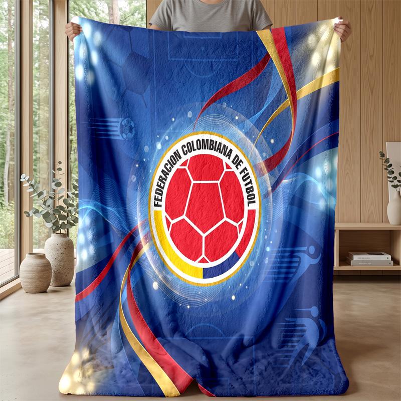 Colombia Football Printed Flannel Blanket Skin Friendly Warm Decorative Throw for Indoor Couch Bed Daily Use