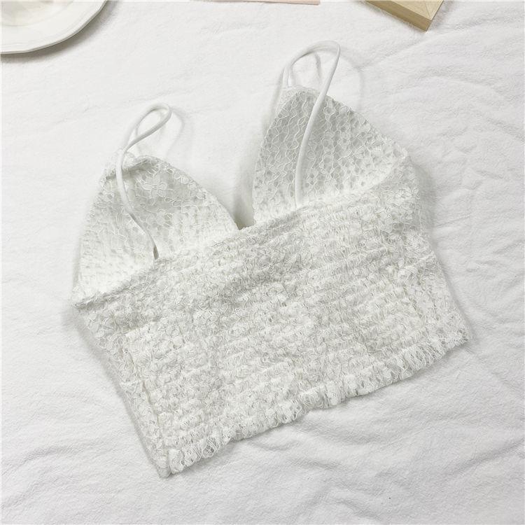 French Lace Beautiful Back Underwear Anti-slip Wire-free Bandeau Slim Fit Short Vest