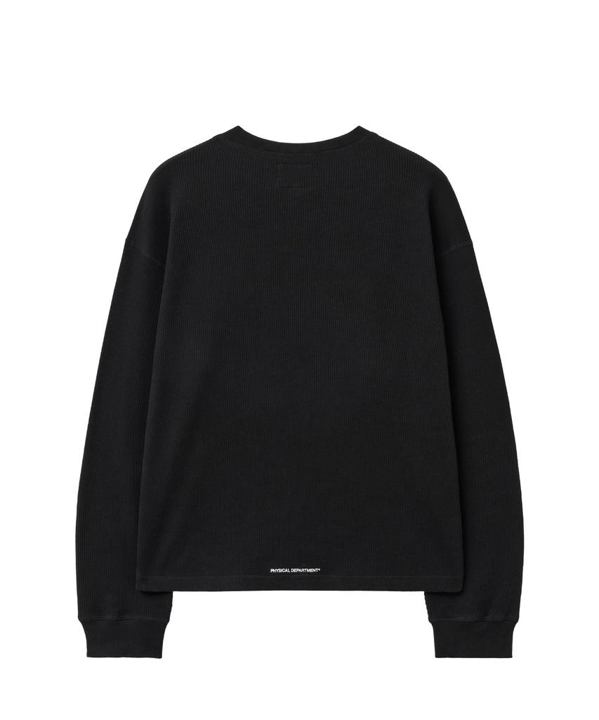 PHYPS MOTORCYCLE Waffle Henry Neck Long Sleeve Black