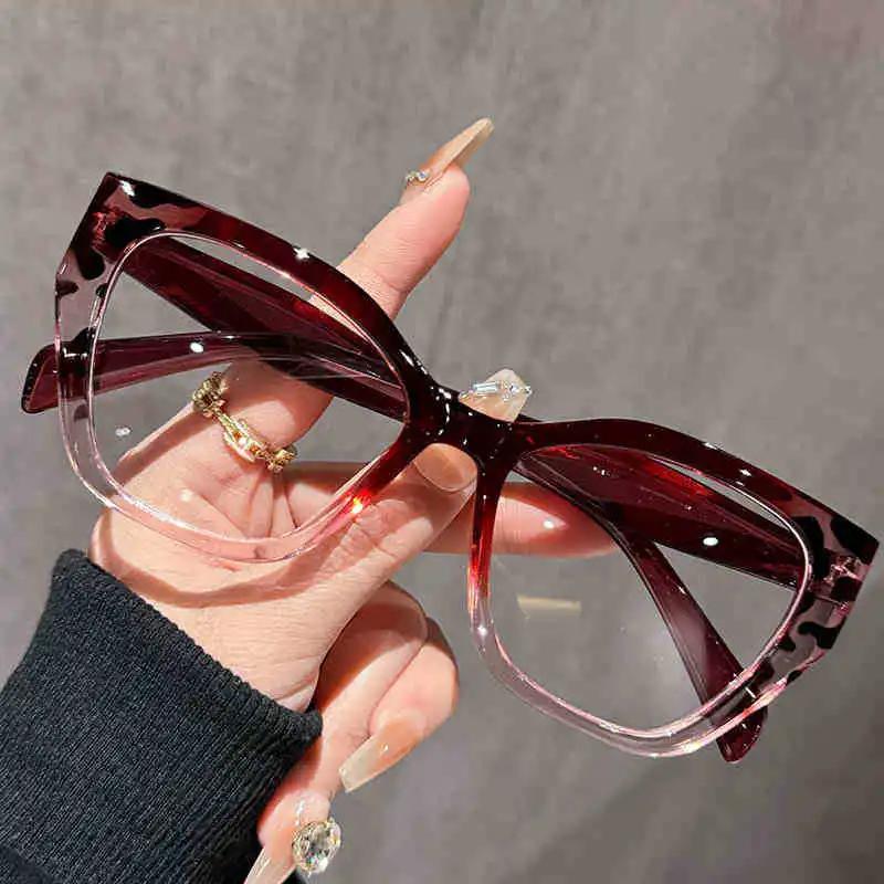 

New Stylish And Individualistic Large-Frame Resin Cat Eye Reading Glasses Hd Blue Light Blocking Eyeglasses 0 To +4.0 +1.5
