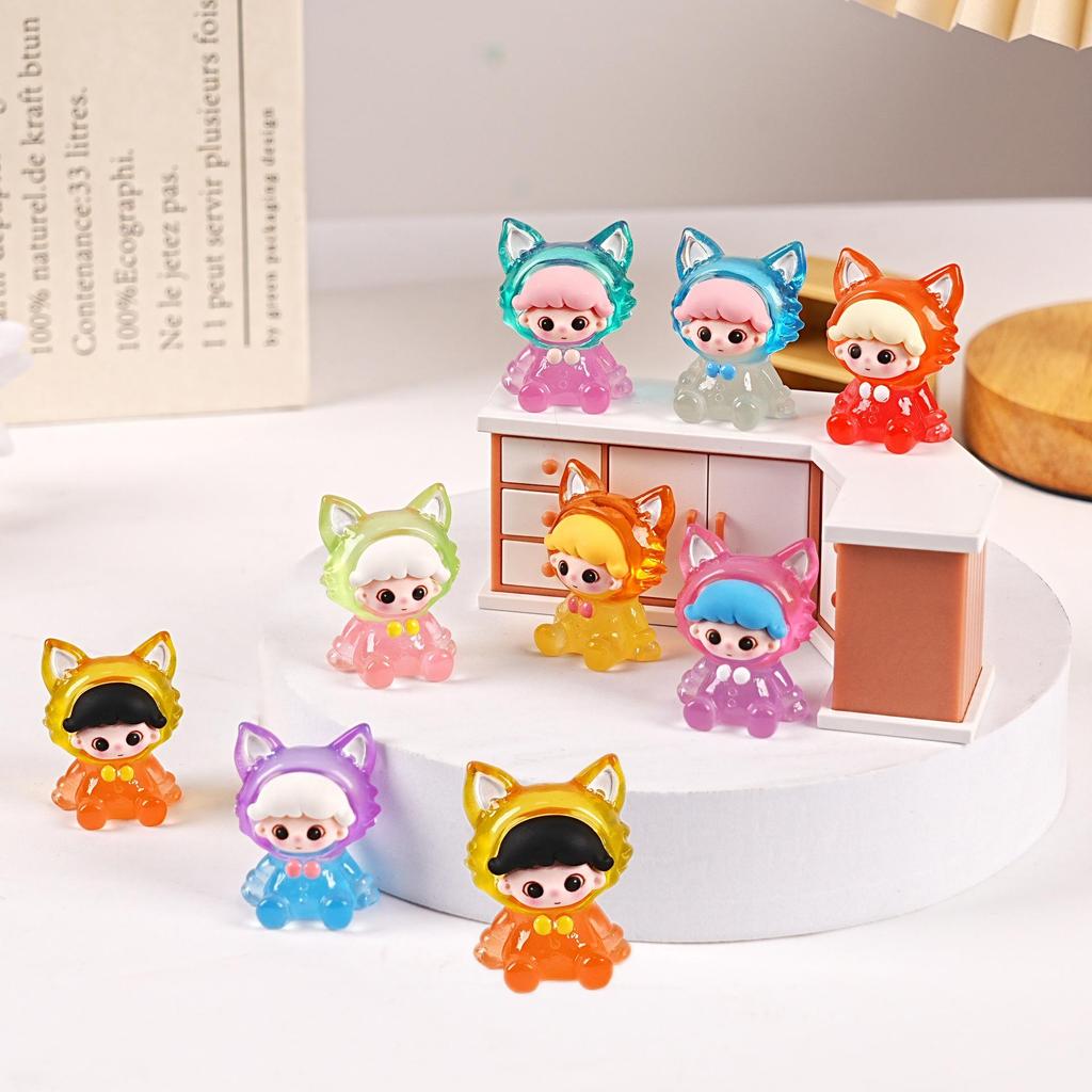 Two-Color Fox Resin Jewelry & Micro-Landscape Ornament Keychain Pendant