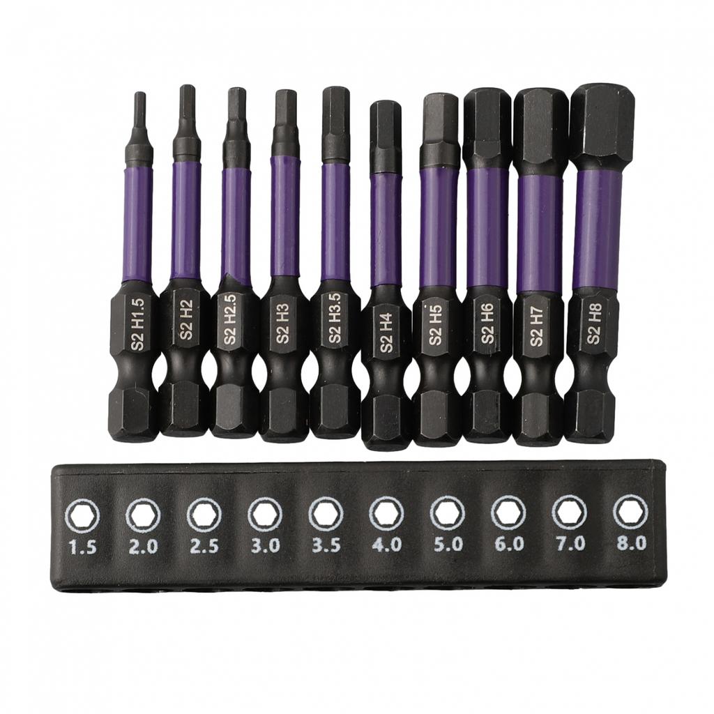 Magnetic Hex Head Screwdriver Bit Set with 10pcs H1 5 H6 for Impact Drivers