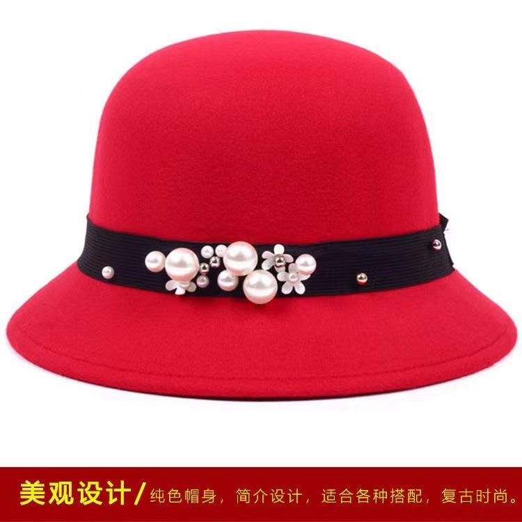 New hat women's fashion British woolen cornice hat woolen hat spring and autumn basin hat bucket hat retro top hat