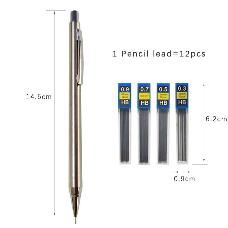 Vollmetall-Druckbleistift 0,3 mm/0,5 mm/0,7 mm/0,9 mm Hohe Qualität HB Automatik-Bleistifte Schreib-Schul-Bleistifte Bürobedarf