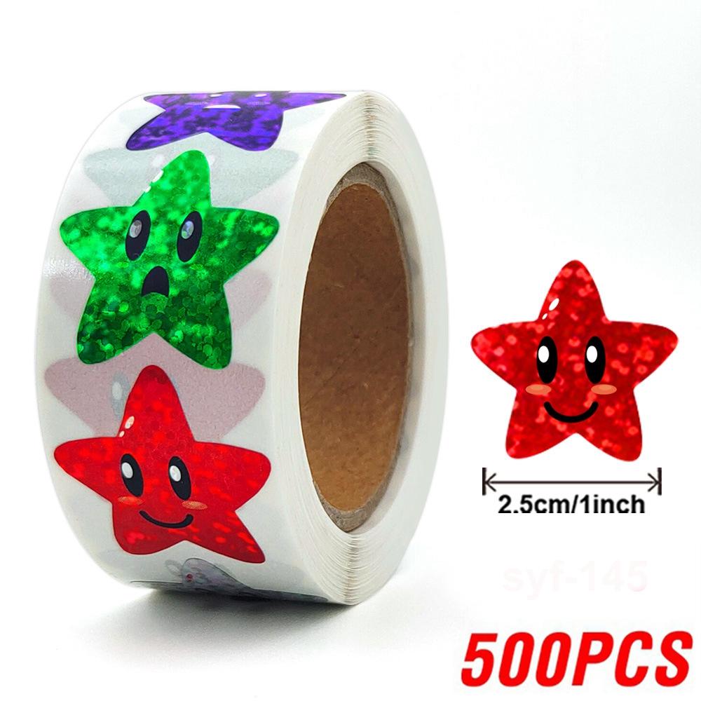 100-500pcs Glitter Star Stickers for Kids School Teacher Reward Sticker Party Decor Small Business Label Scrapbooking Stickers