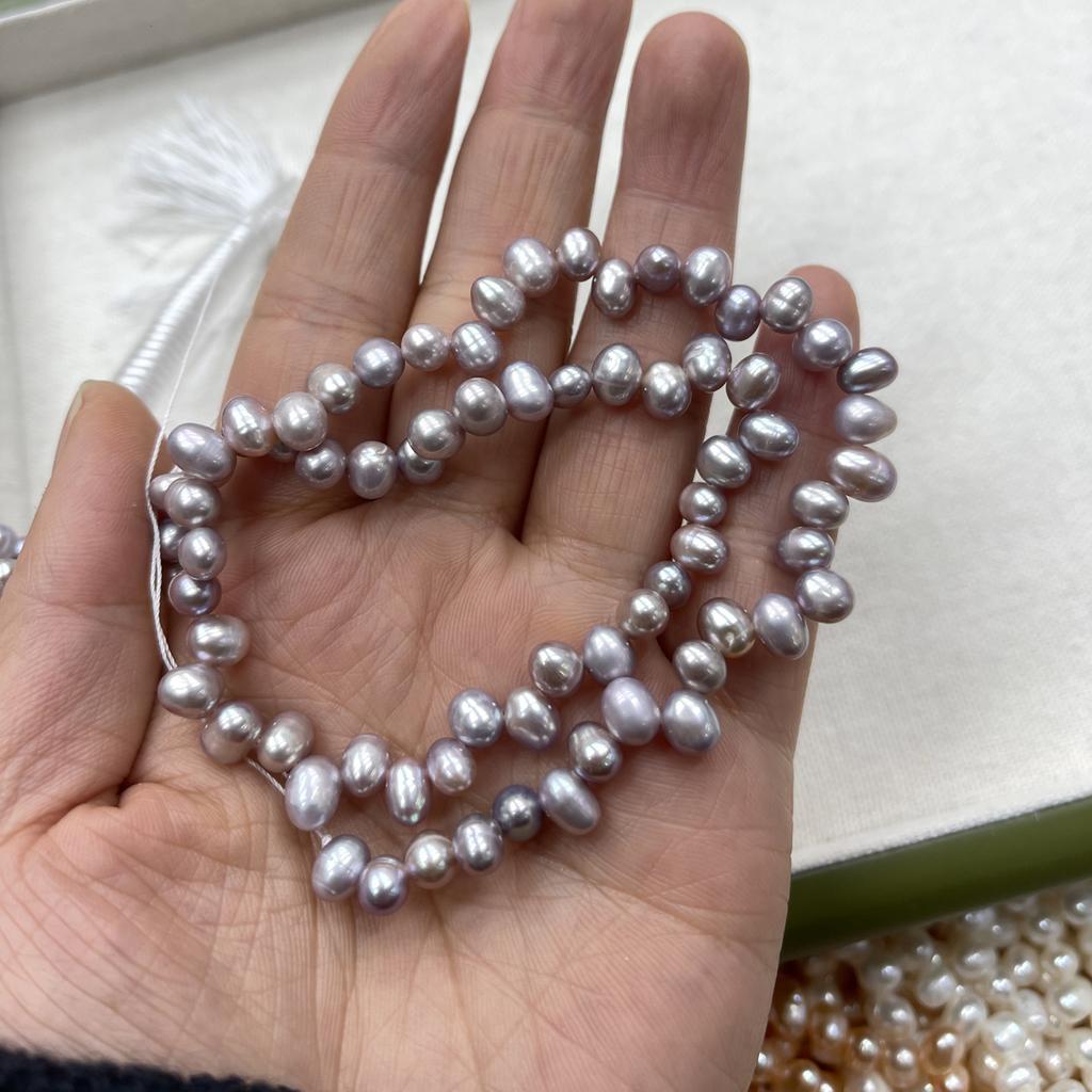 1String, White Purple Yellow Natural Freshwater Pearls, Handmade  Top Sided Drilled Hole Pearl Beads for Jewelry Making DIY (Beads 5-6mm, Length 36cm)