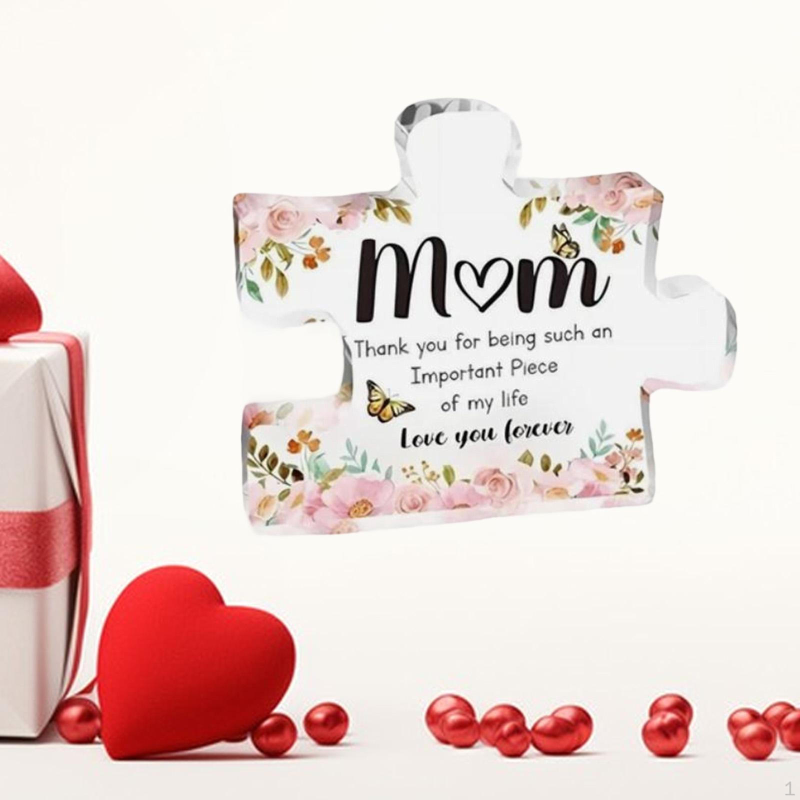 

Декор ко Дню матери Акриловый блок-пазл Табличка Настольное украшение для прикроватных тумбочек 3,9x3,4x0,4 дюйма с