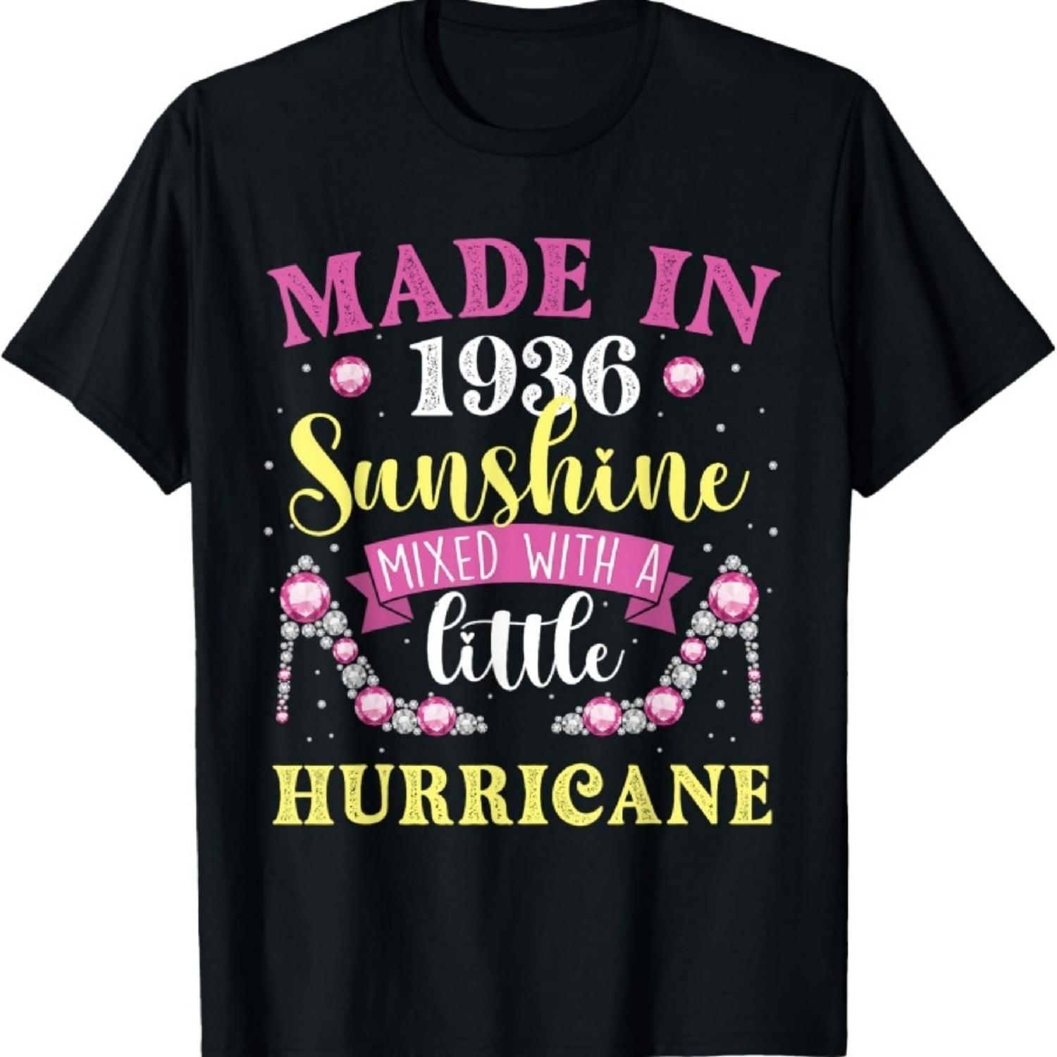 

Made In 1936 Sunshine Hurricane Year Of Birth Birthday T-Shirt XXXXXL різнокольоровий