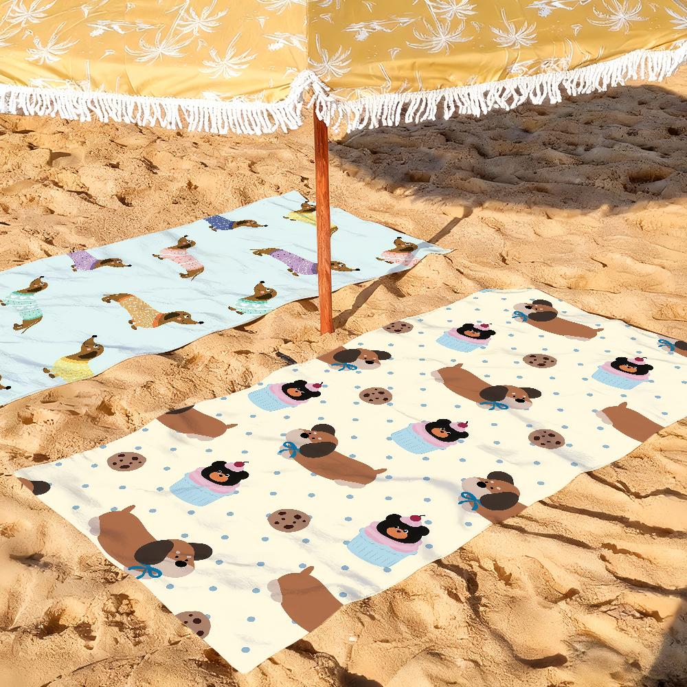 Cartoon cute Dachshund Towel Drying Bath Towel Applicable To Light Swimming Camping Yoga Beach Out