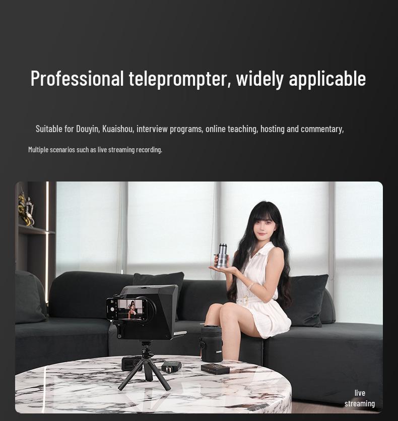 Ambitful Zhi Jie T1 Pro Foldable Teleprompter for Mobile Phones, Tablets, and Live Broadcasts
