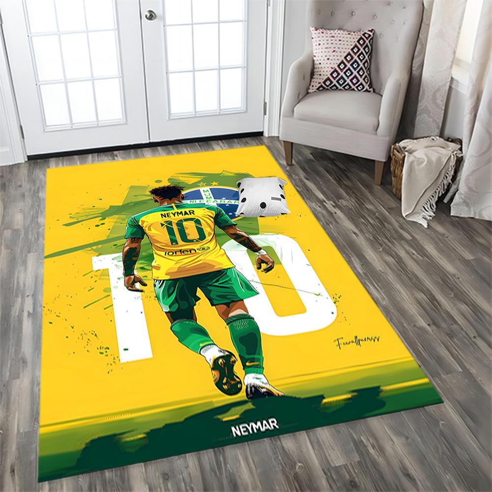 Brazilian Football Stars rug for living rooms, bedrooms, home décor, and as gifts.