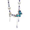 Super Fairy Retro Collarbone Chain, Blue Crystal Butterfly Tassel Light Luxury Personality Women Neck Chain