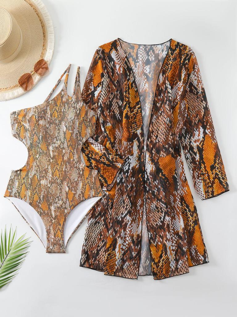 2025 Retro Long Sleeve One-Piece Bikini Cover-up for Women
