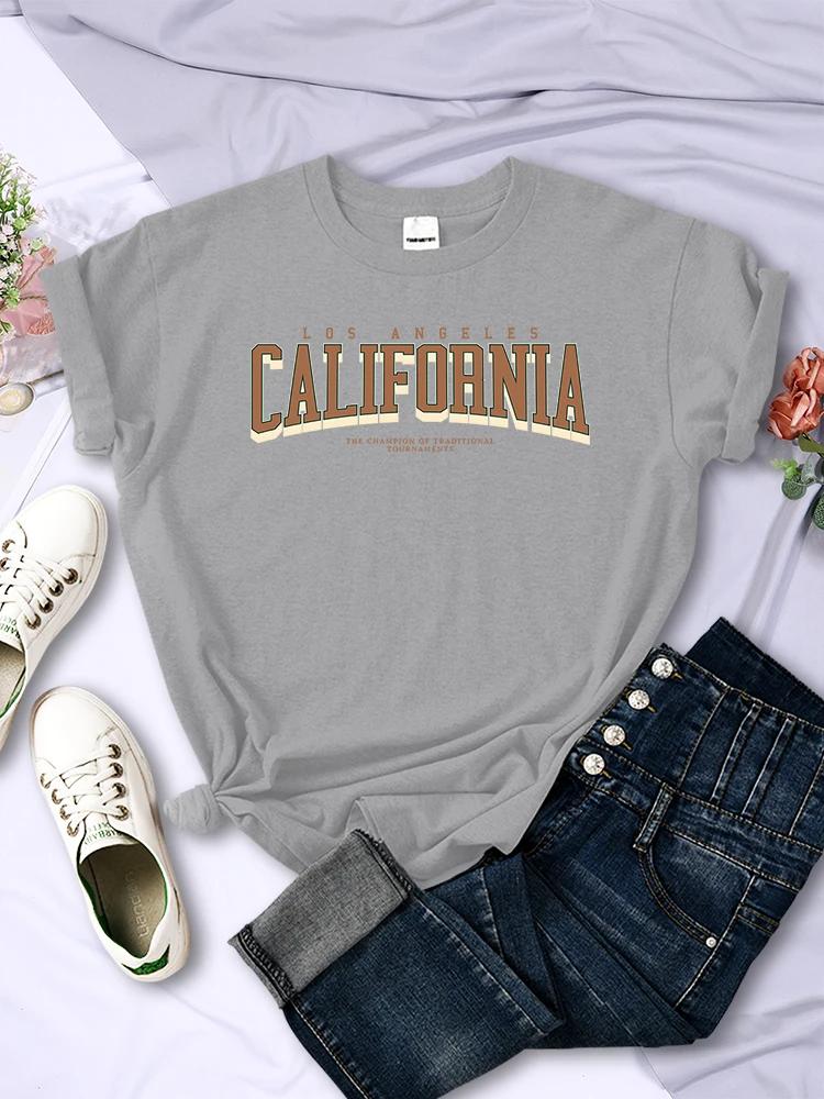Women Summer Breathable T Shirts Street Clothes Simple Soft Short Sleeve Los Angeles California The Tournaments T-Shirt