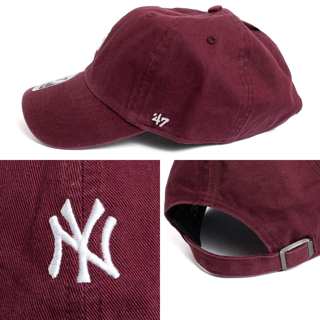 47 Brand Cap Clean Up Mini Logo Yankees Maroon 55cm-61cm