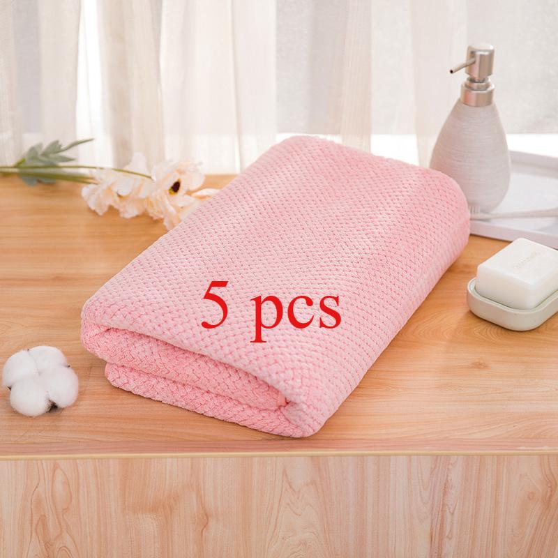 

5pcs Large Size Towels Bath Towels Pure Cotton Strong Water Absorption No Lint No Fading Bath Quick-drying Household Towels Skin-friendly and Soft 30*30cm рожевий