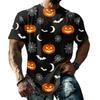 Unisex Loose Fit Casual Short Sleeve Halloween Print Shirt Comfortable Breathable Fabric Lightweight Top for Everyday Wear