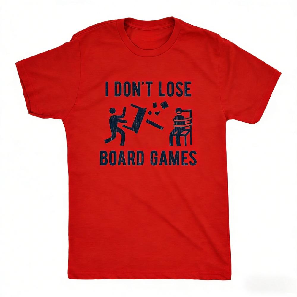 Ich verliere keine Brettspiele Lustiges T-Shirt Retro-Stil Gamer Geschenk Shirt Herren Damen Unisex Alltag Lässig Baumwolle Kurzarm