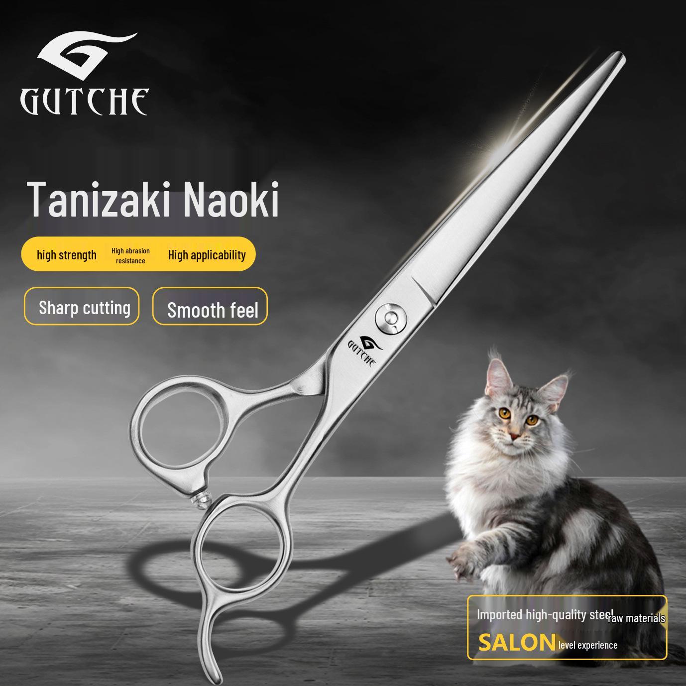 Professional Curved Serrated Pet Grooming Scissors for Dogs