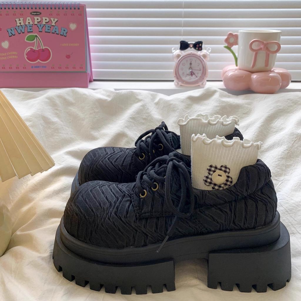 Women's Retro Thick Bottom round Toe Loafers Color Rubbing Casual Shoes Comfortable Breathable PU Leather Fashionable