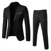 Men Suit Anti Deformation Formal Suit Turndown Collar Pure Color One Button Suit Set Daily Wear 2 Pieces Set