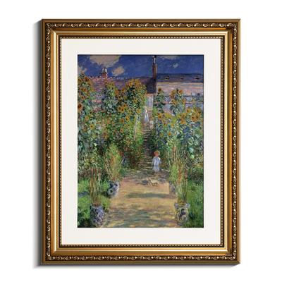 RINTO Art Claude Monet Garden At Wall Stylish Interior Gold Good Living Art Panel, (The Artist's Vétheuil), Art, Painting, Poster, Framed, Frame,