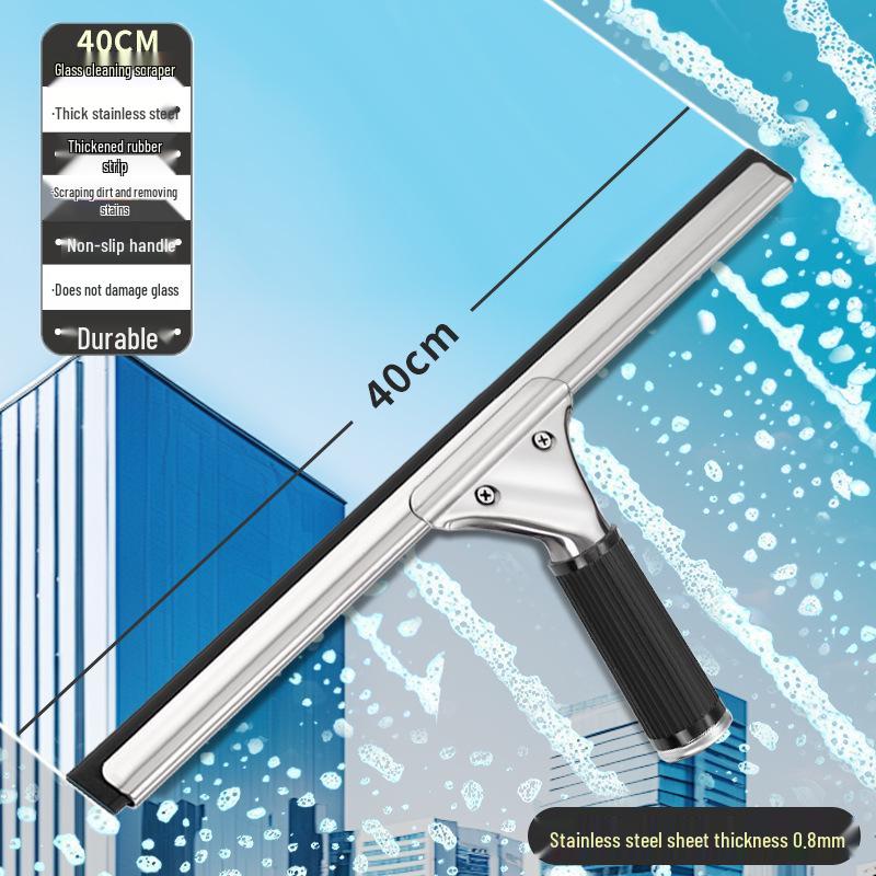 Stainless Steel Glass & Window Cleaning Scraper with Retractable Squeegee