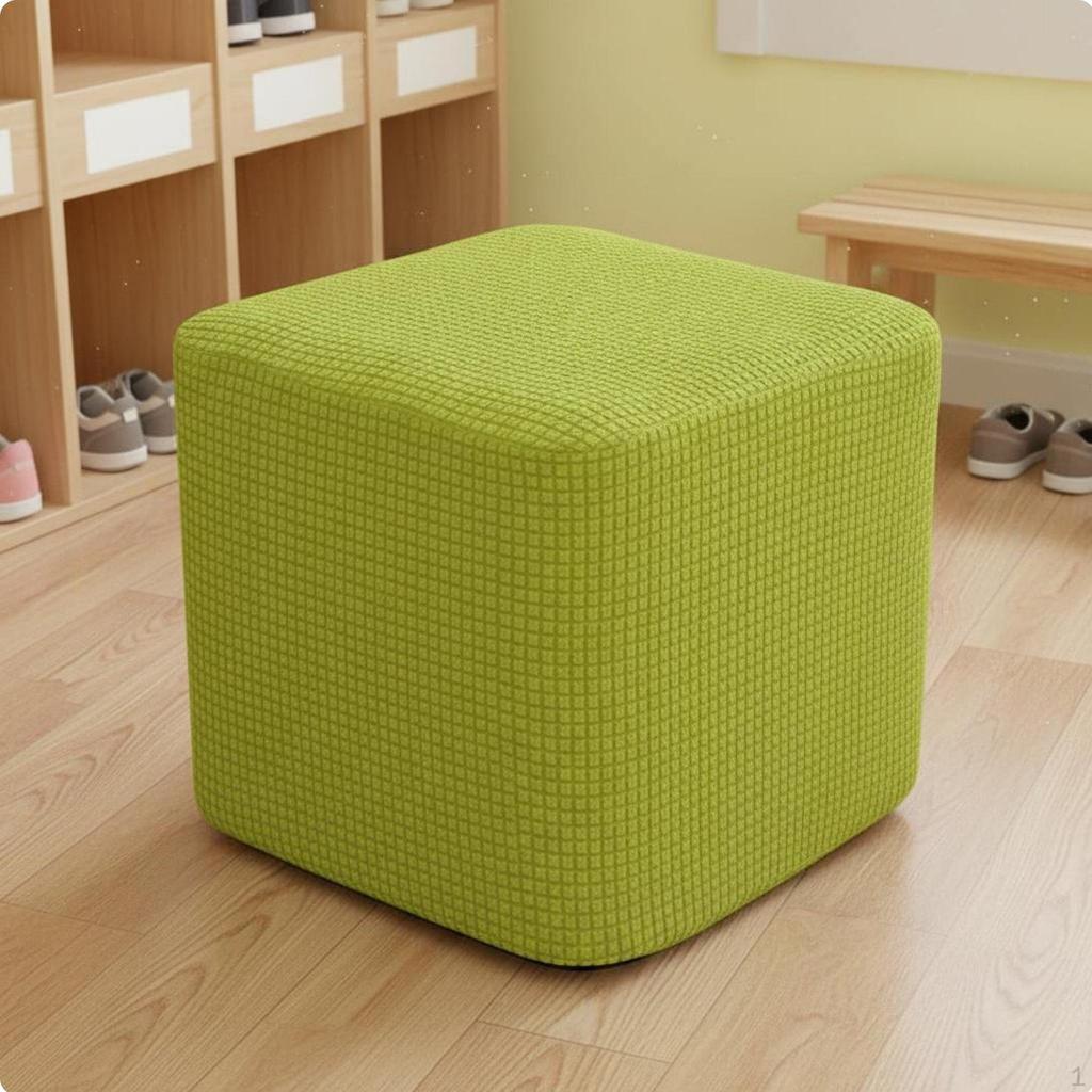 Stretch Ottoman Slipcover DustResistant Square Footstool Cover Soft Material Stool
