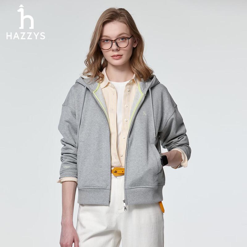 

HAZZYS Women s Hooded Zip-Up Drop Shoulder Sweatshirt