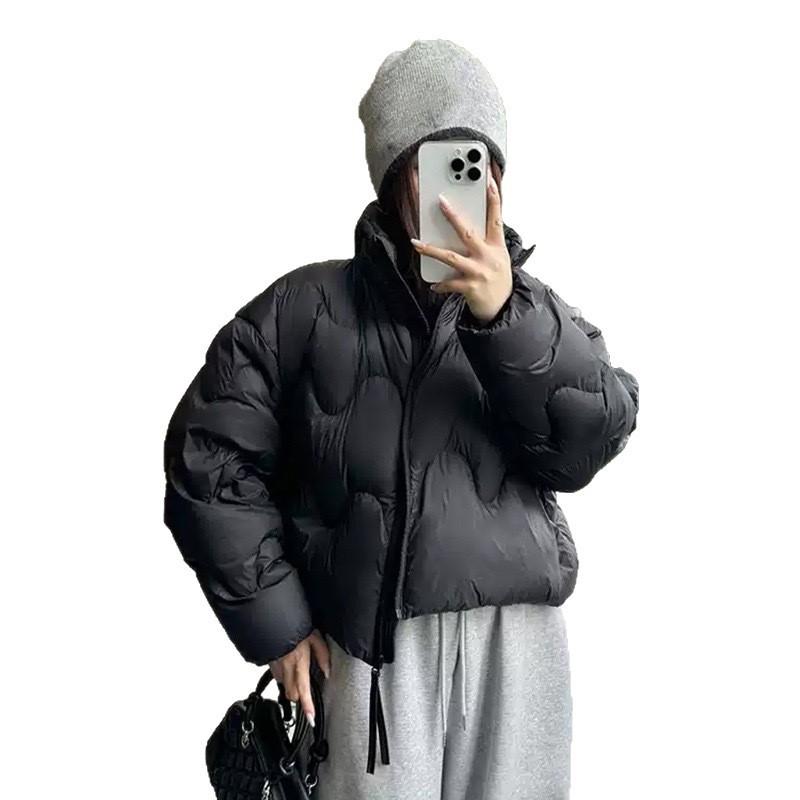 Womens Short Puffer Jacket 90% White Duck Down Lightweight Wave Warm Winter Coat