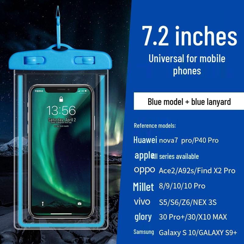 Luminous Waterproof Phone Case with Touch Screen for Swimming and Rafting.