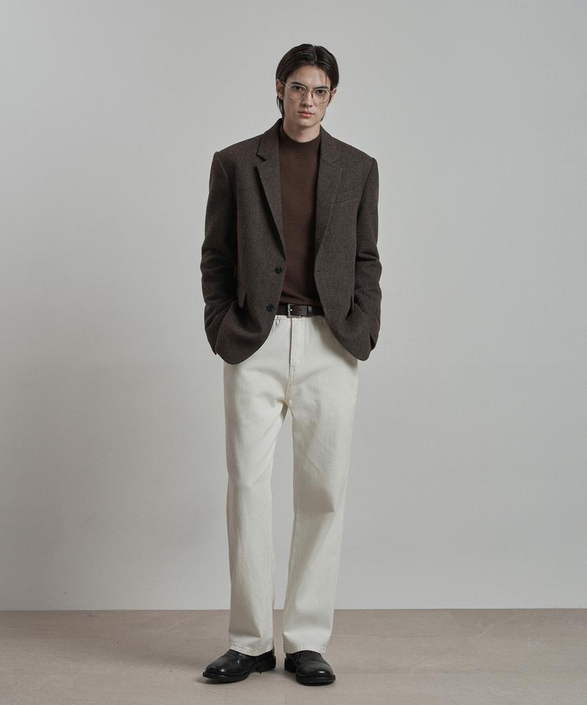 WORK ON BODY OFF Lane Semi-Overfit Check Wool Blazer [Dark Brown]