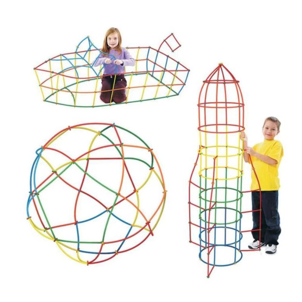300pcs Assembly Straw Constructor Toys Plastic Children's Straw Building Block  Home Decoration