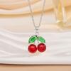Cherry Fruit Necklace - A Simple and Versatile Summer Accessory for Women, Featuring A Lockbone Chain with A Charming Cherry Fruit Design.