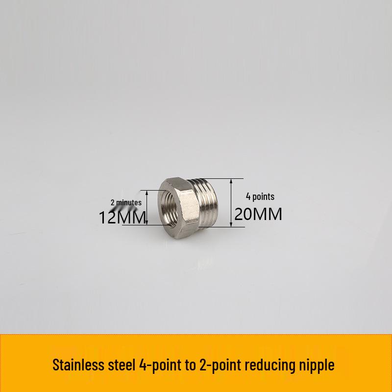 304 Stainless Steel Reducing Nipple, Male/Female, Thickened, 6-Point to 4-Point, 4-Point to M14 Pressure Gauge Adapter