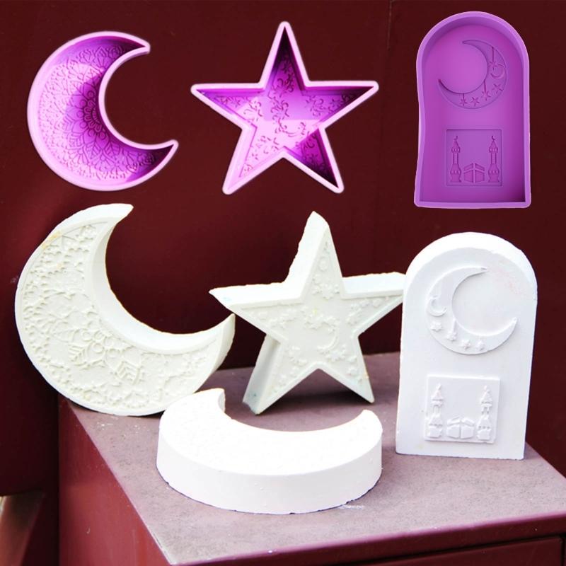 Silicone Molds Moon Candle Molds Handmade DIY Soap Baking Molds Star Shaped Castings Molds Resin Molds for Candle Making