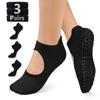 3 Pairs Non-Slip Grip Women's Pilates Yoga Socks Athletic Socks for Barre Ballet & Barefoot Workouts