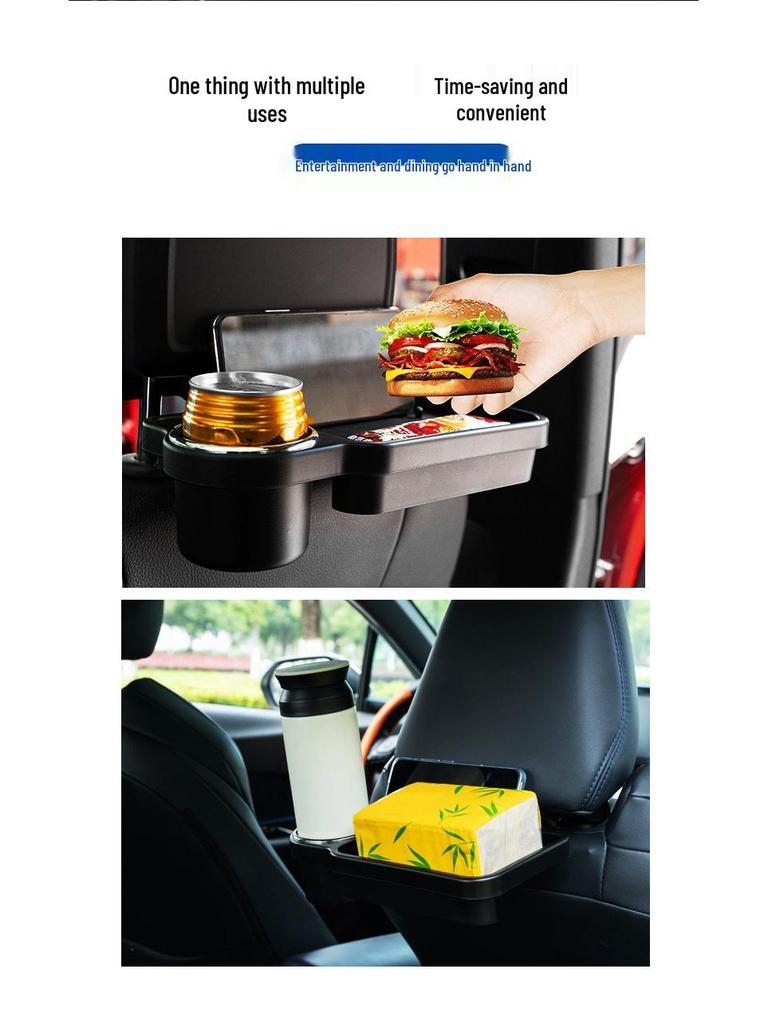Multifunctional Foldable Car Tray with Cup Holder and Storage