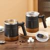 Portable Double-Layer Coffee Cup With Folding Spoon Insulated Mug 304 Stainless Steel Water Cup Leak-proof Drinkware