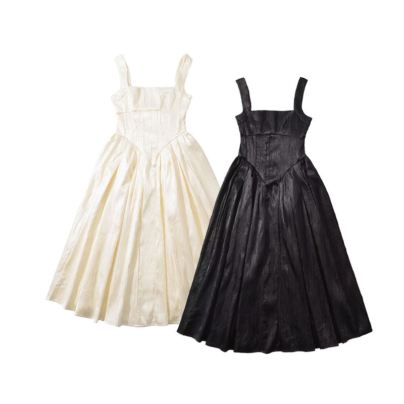 Kaslead New Arrival Women's Fashion Style Fashion Simple and Thin Textured Tight Midi Dress