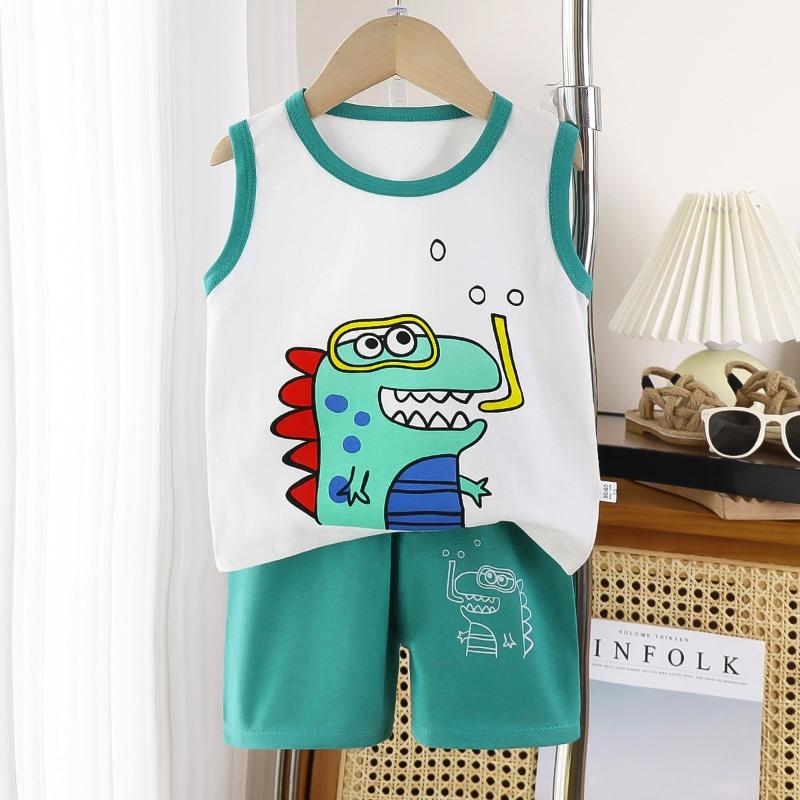 2pcs/set Children Sets Kids Cartoon Vest Suit Summer Sleeveless Tank Tops + Shorts Set Toddler Baby Boys Girls Outfits Clothes