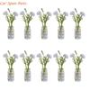Y4UA Miniature Potted Flowers Ornament Car Dashboard Center Console Mount Greenery Decoration Glow Small Figurines Decors