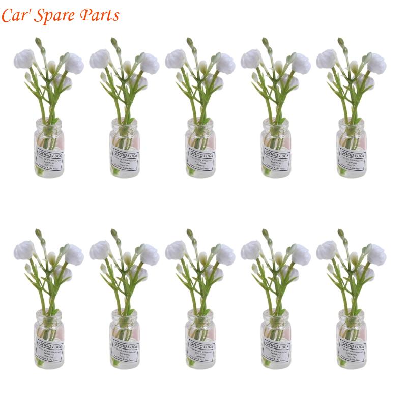 Y4UA Miniature Potted Flowers Ornament Car Dashboard Center Console Mount Greenery Decoration Glow Small Figurines Decors