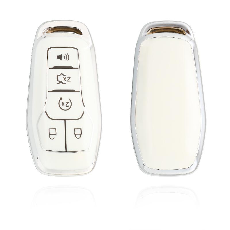 Tpu Auto Key Fob Cover Case Housing Remote Fit For Ford Fusion Mondeo Mustang F-150 Explorer Edge 5 Buttons Premium Grade Auto Interior Accessory