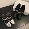 2025 new evening breeze half tray pearl Mary Jane women's shoes bag head slippers women wear silver Mary Jane women's shoes
